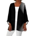 thumbnail image 2 of OUSITAID Cardigan pour Femmes Mode Décontractée Rétro Imprimé Léger Longueur Moyenne Veste Cardigan Noir L, 2 of 6