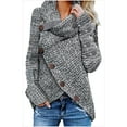 thumbnail image 3 of Pulls Femmes Chauds Asymétriques Tricotés Col Roulé Unis Enveloppants Manches Longues Hauts Décontractés, 3 of 4