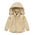 thumbnail image 2 of Sopiago Girls Rain Jackets Kids Waterproof Raincoat Lightweight Solid Color Windbreaker Khaki,5-6 Years, 2 of 7