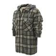thumbnail image 3 of Men's Heavyweight Flannel Zip Up Fleece Lined Plaid Sherpa Hoodie Jacket (#914 D.Brown/L.Brown, 5XL), 3 of 5