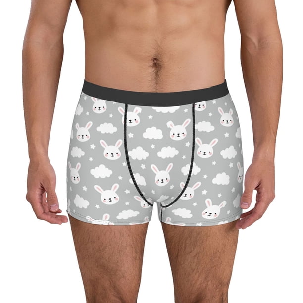 Fotbe Rabbit And Cloud Calzoncillos Tipo Boxer con Bolsa de Soporte Total para Hombre, X-Temp Fresco, Transpirable y de Secado Rápido-X-Large