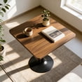 thumbnail image 4 of Square Dining Table, 27.6" Tulip Table with Thickened Edge Decor Tabletop & Metal Pedestal, Mid Century Modern Bistro Table for Kitchen, Small Places, Living Room, Cafe ( Walnut Color), 4 of 14