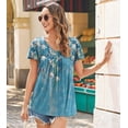 thumbnail image 5 of Zeagoo Floral Tops for Women Flowy Blouses Ruffle Sleeve Tunics Boho Peasant Blouses for Women Summer 2025, 5 of 6