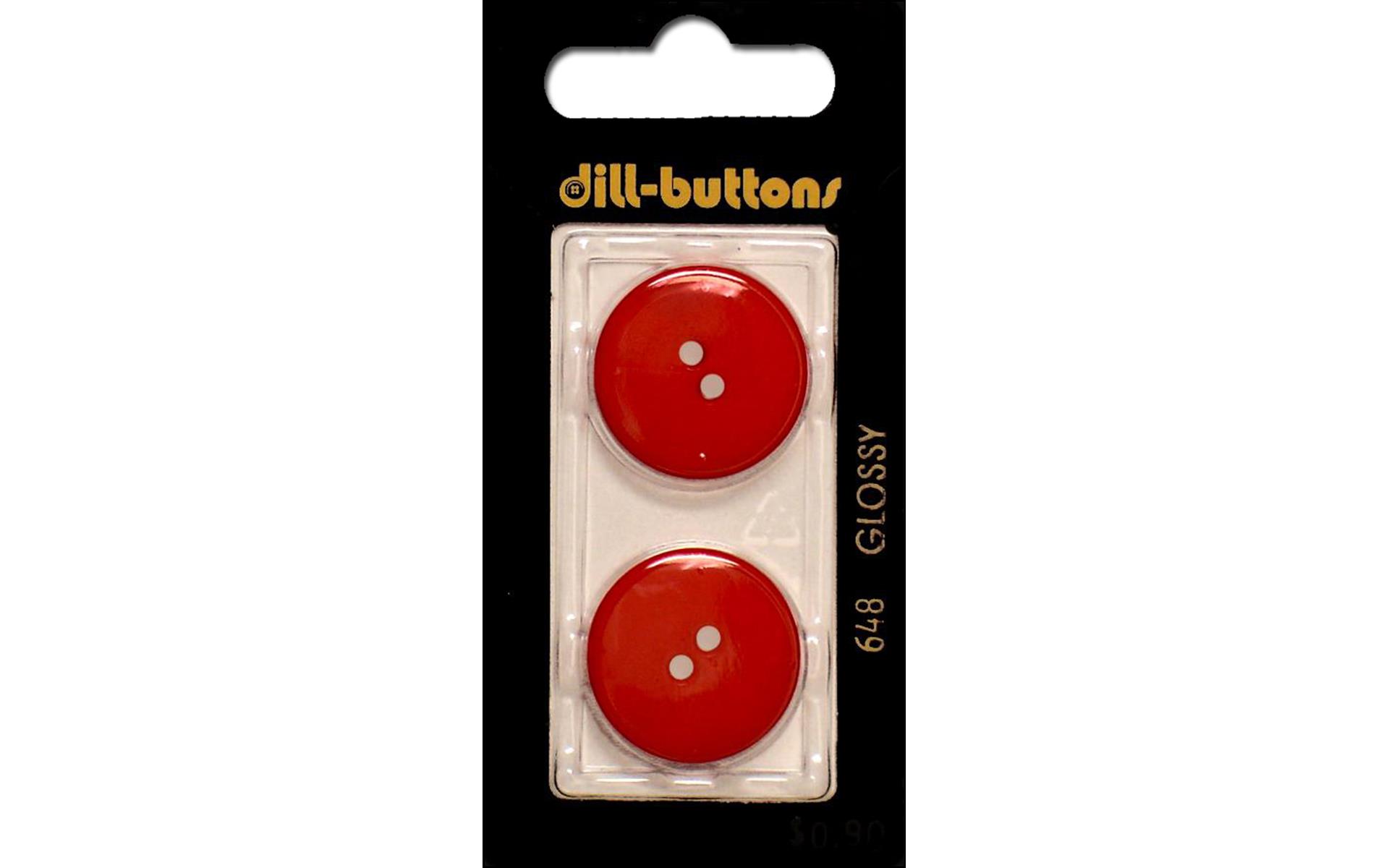 Dill Buttons 23mm 2pc 2 Hole Red