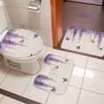 thumbnail image 5 of Spring Flower Bathroom Rugs Set Vintage Watercolor Purple Wisteria Floral Butterfly Linen Texture Non Slip Absorbent Bath Mats 3 Piece Set, U-Shaped Floor Mat, Toilet Seat Cover Large Size, 5 of 9
