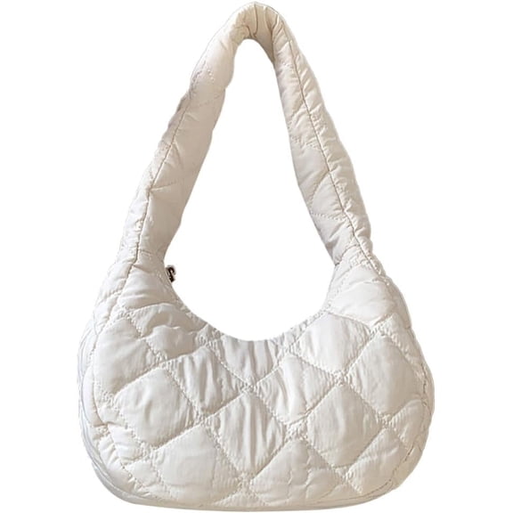 CAILDANL Quilted Bag Purse for Women Puffer Crescent Bag Nylon Hobo Handbag Lightweight Padding Shoulder Bag for Work