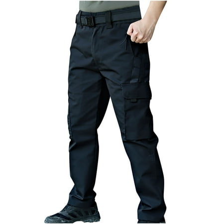 Wyobmus Men s Stretch Hiking Pants Water Resistant Ripstop Camouflage Cargo Pants Lightweight Outdoor Fishing Hunting Utility Pants Not Includ Waistbelt A-Black