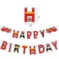 thumbnail image 2 of HTM Party Fire Truck Happy Birthday Banner For Kids Fire Engine Rescue Birthday Party Sign, Fire Truck Birthday Party Supplies For Boys Red, 2 of 4