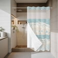 thumbnail image 4 of Ocean Beach No Hook Shower Curtain with Snap in Liner Abstract Beige Beach Blue Sea Star Turtle Crab Coral Waterproof Bathroom Shower Curtain with See Through Top Window for Bathtub 36" x 72", 4 of 9