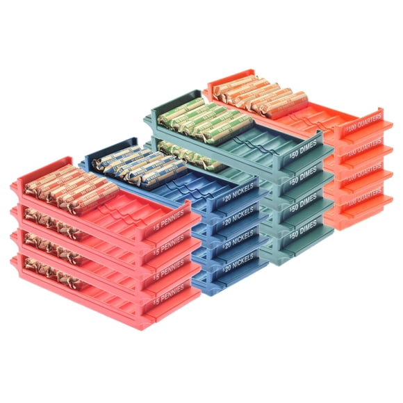 Juego de bandejas organizadoras para almacenamiento de monedas Nadex, 4 piezas, codificadas por color