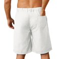 thumbnail image 3 of Uwinwear Men's Linen Shorts, Elastic Waist Drawstring Casual Summer Beach Golf Yoga Shorts with Pockets White 2XL, 3 of 4