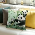 thumbnail image 3 of Patifu Kawaii Pandas Pillow Cover  Watercolor Wildlife Animal Double Sides Print Pillowcases for Bed or Sofa Bamboo Botanical Plant Pillowcases for Sofa Couch Chair 12x12in, 3 of 5