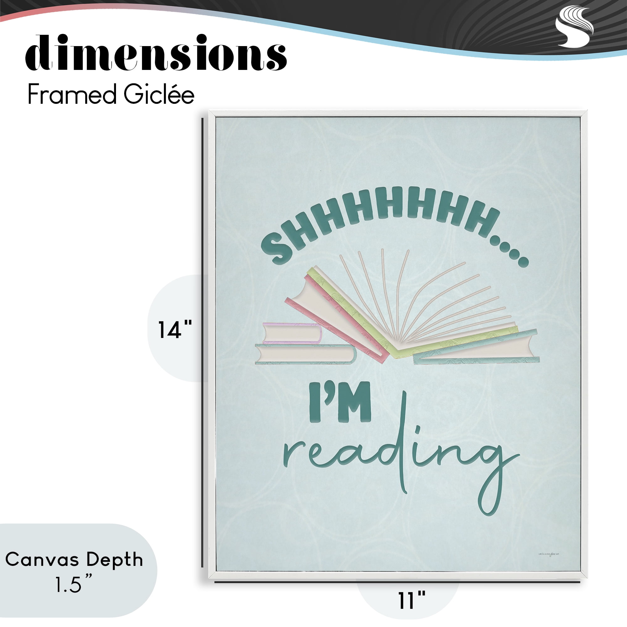 Stupell Industries Shhh I'm Reading White Framed Giclee Art, design by Seven Trees Design