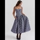 thumbnail image 5 of Vestido Elegante con Corsé para Mujer, Vestido Midi con Tirantes, Escote Bajo, Plisado y Fluido, Vestido de Fiesta con Bustier. Cuadros Azules S, 5 of 7
