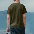 thumbnail image 3 of Camisas Elvqul para Hombre Verde del Ejército Casuales de Color Sólido Manga Corta Cuello Redondo Botones, 3 of 7