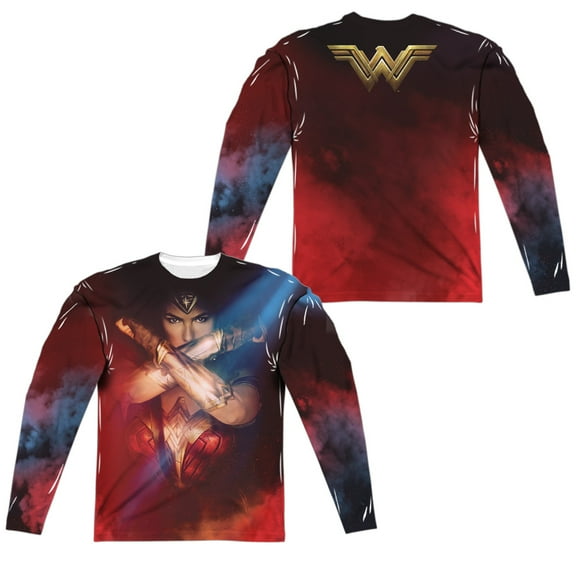 wonder woman/arms crossed  (front and back print) mens long sleeve sublimation shirt