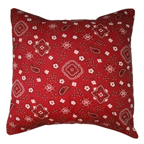 Cotton Bandanna Print Floral Decorative Throw Pillow/Sham Cushion Cover Red