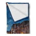 thumbnail image 2 of Venice Soft Flannel Fleece Blanket, View on Grand Canal from Rialto Bridge at Dusk European Italy Scenery Print, Cozy Plush for Indoor and Outdoor Use, 60" x 80", Indigo and Yellow, by Ambesonne, 2 of 5