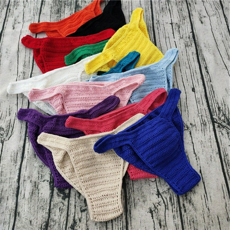 Mens Jockstrap Breathable Underwear Hand Crochet G String Swimming