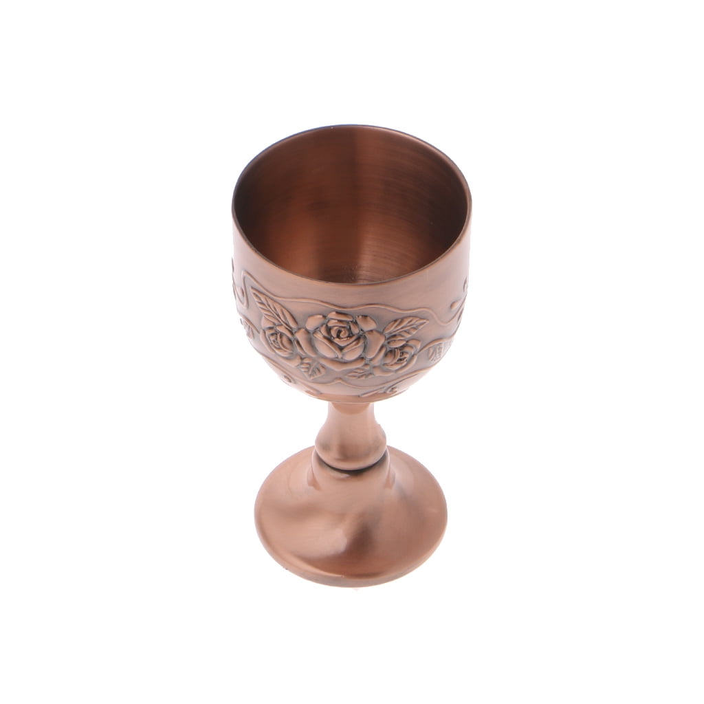 Vintage Handmade Wine Cup Copper Engraving Flower Pattern Small Liquor Goblet 