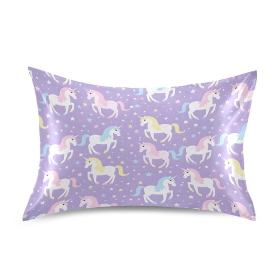 Colorful Horse Pattern Pillowcase Standard Size 20''x26'' Satin Double-Sided Print Soft Wrinkle Resistant