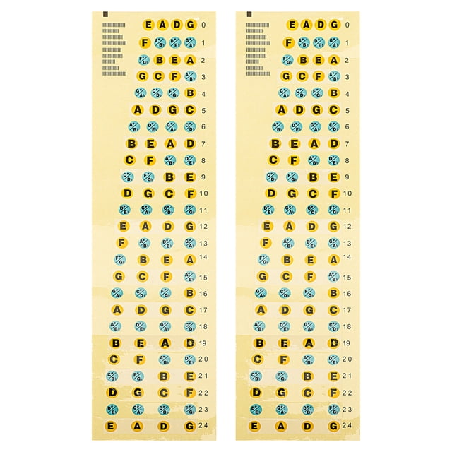 2 pegatinas para escala de bajo, diapasón de bajo profesional, mapa de notas para principiantes