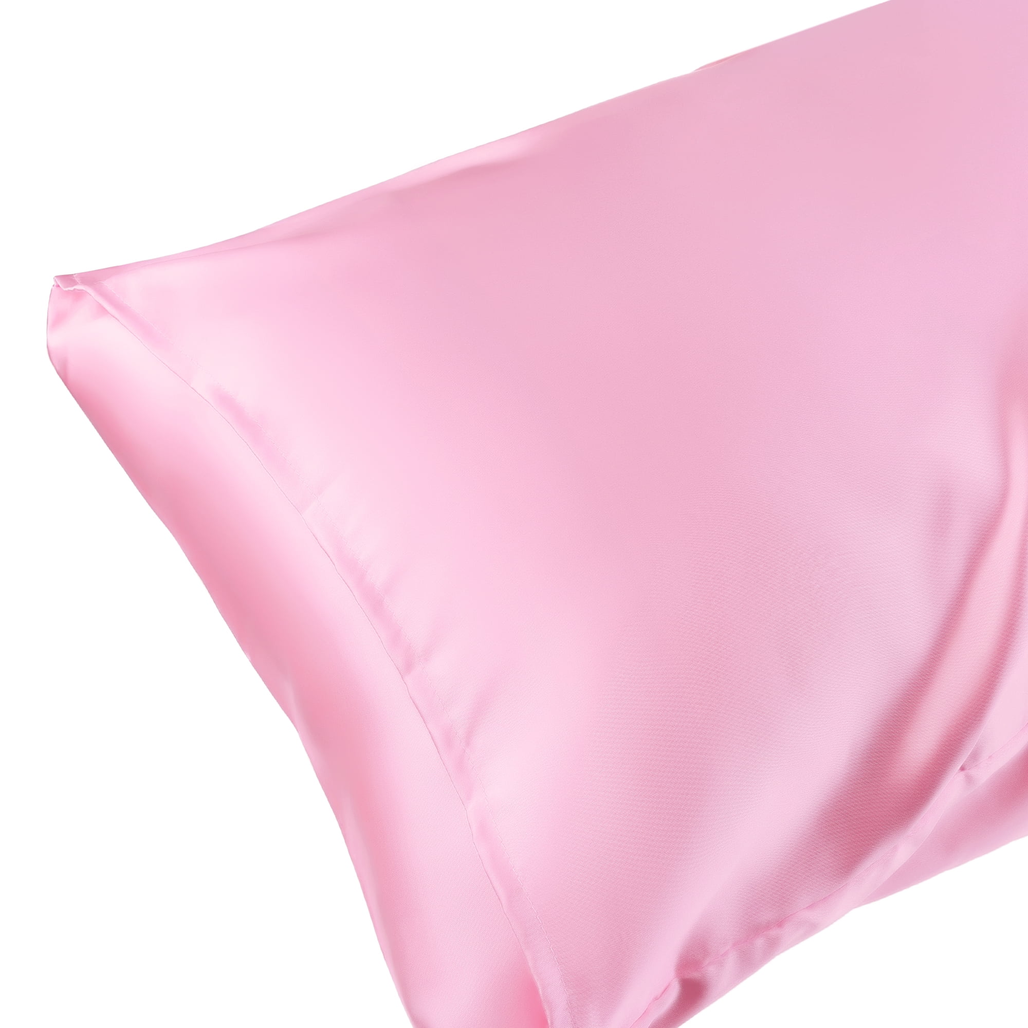 Unique Bargains Envelope Closure Breathable and Soft Satin Pillowcase (2 Count) Light Pink Standard