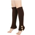 thumbnail image 3 of AWZXDE Women's Knit Leg Warmers with Button Detail, Stackable Socks for Boots Coffee,A, 3 of 5