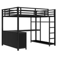 thumbnail image 3 of Bellemave Loft Bed with Desk and Storage, Full Size Loft Bed with Wardrobe and Hanging Rod, Metal Loft Beds Full with Shelves, Noise-Free, Space-Saving, No Box Spring Needed (Full，Black), 3 of 7