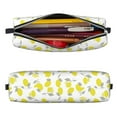 thumbnail image 2 of Haiem Yellow Lemon Leaves Print Leather Pencil Case Art Supplies Case Zipper Pencil Pouch Stationery Storage Pencil Bag, 2 of 7
