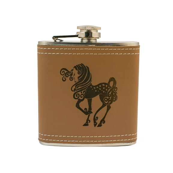 6oz Pretty Pony Leather Flask L1 KLB
