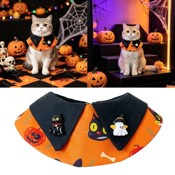 Cat Princess Cat Hat & Lace Bandana Scarf Set, Puppy Party Hat for Small Dogs & Cats, Lace Outfit for Cats and Small Dogs Birthday Party (Halloween)