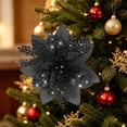 thumbnail image 5 of 12 Pack Black Glitter Poinsettia Christmas Flowers, 5.7 Inch Artificial Holiday Floral Accents for Tree, Wreath, Garland, Mantel & Gothic Home Decor, 5 of 5