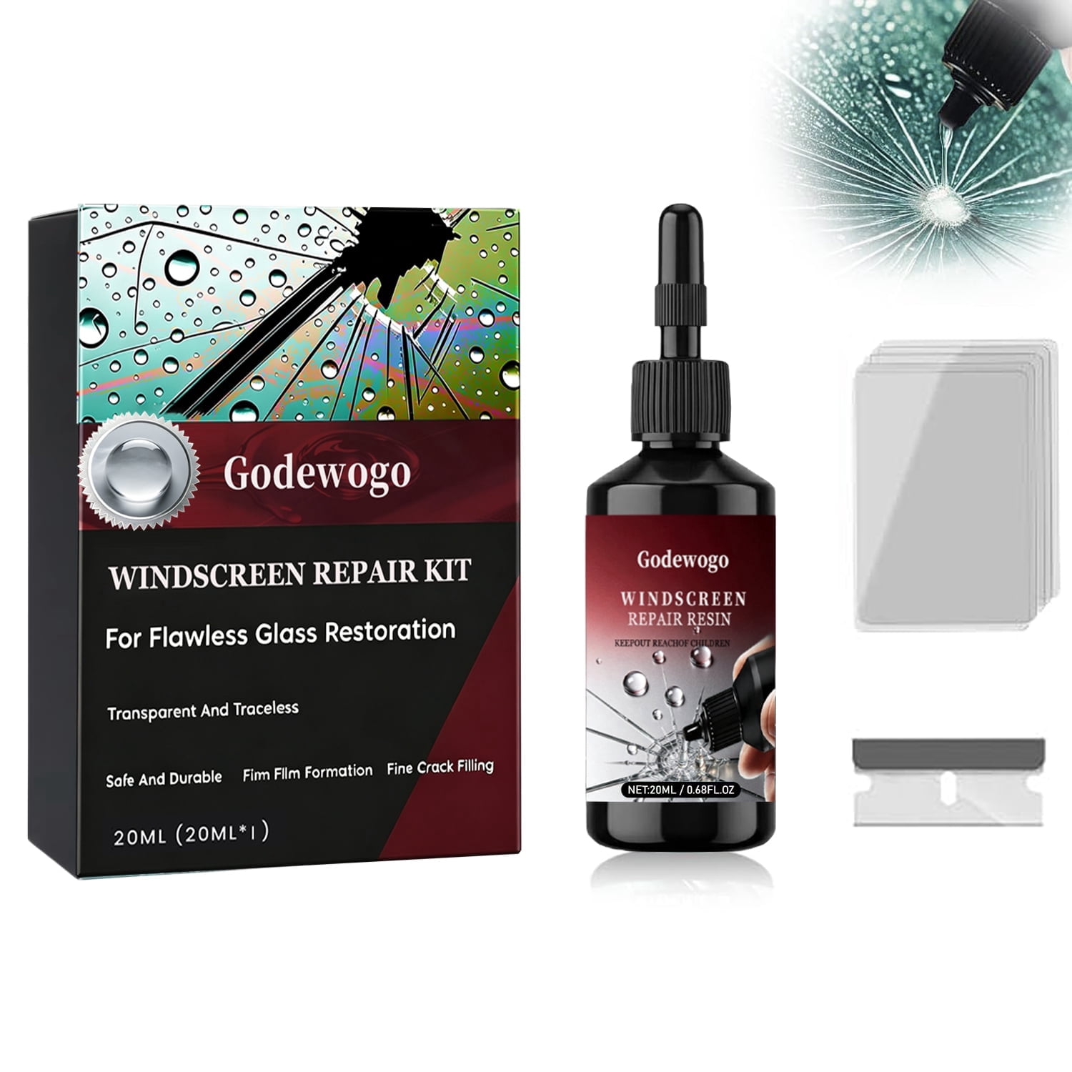 Etoshopy Auto Windshield Repair Kit, Resin Filler with Pressure
