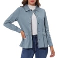 thumbnail image 1 of INSPIRE CHIC Women's Drawstring Waist Flap Pockets Lightweight Utility Jacket Grey Blue XL, 1 of 5