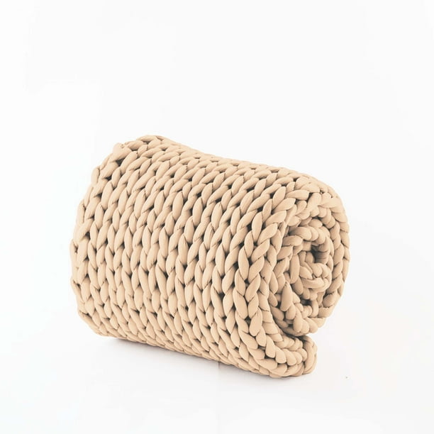 Nuzzie Knited 8lb Twin/Kids Weighted Blanket Hand Woven Chunky Knit Breathable and Cooling