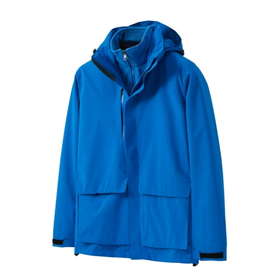 ZQUUVOU Women's Winter Down Jacket 3 In 1 Convertible Detachable Down Inner Layer Zipper Hooded Windproof Plush Lined Coat Blue