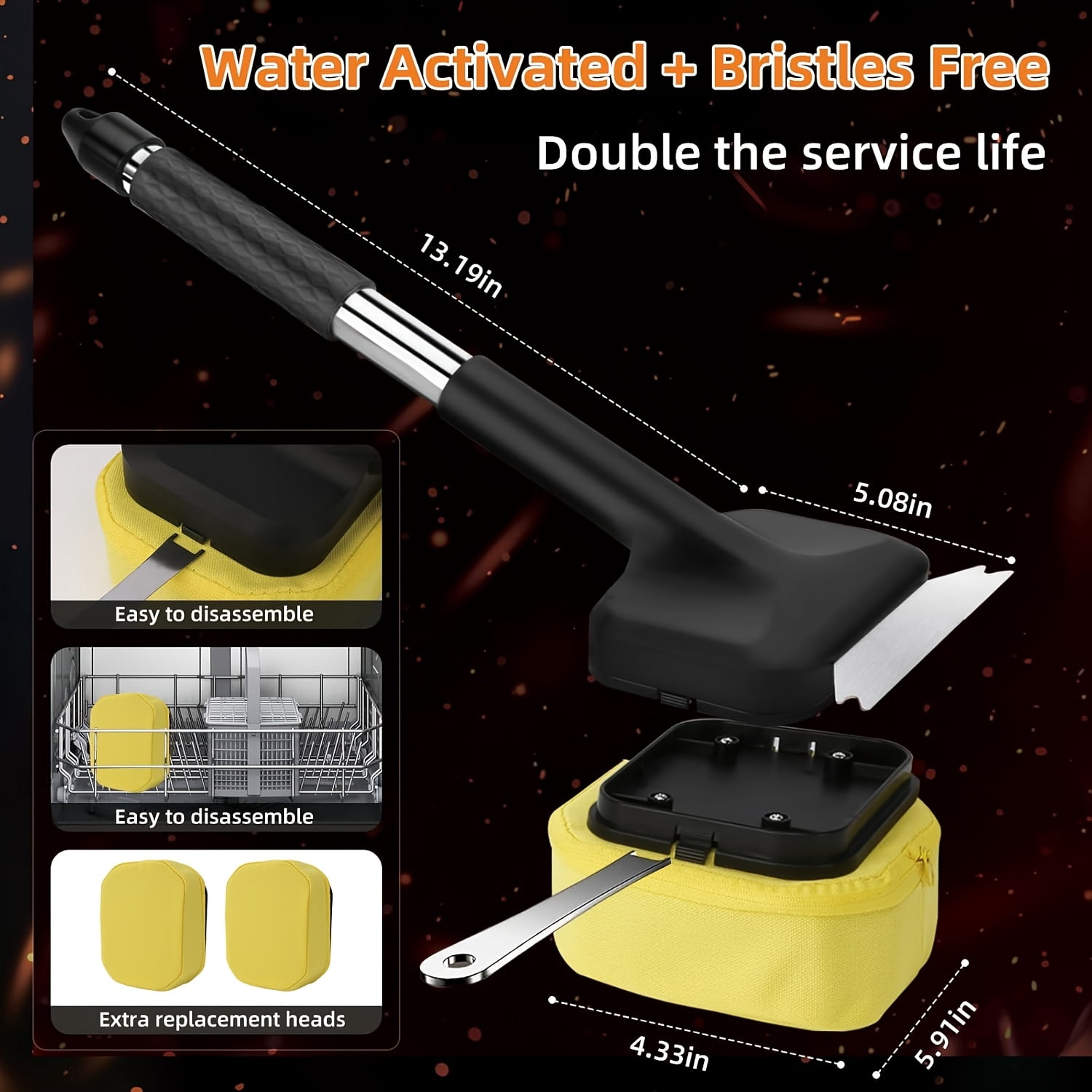 Safe Steam Grilling Brush and Scraper for Effortless Barbecue Cleaning, Durable Tool Suitable for Cast Iron and Stainless Steel Grates, Perfect Outdoor Grilling Gift for Any Occasion