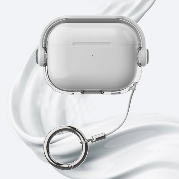 ELEHOLD for Airpods 2nd/1st Generation 2022 Case,Slim Fit Clear Transparent Kickstand Plastic Simple Shockproof Protective Case with Ring Keychain for Airpods 2nd/1st Generation 2022,White