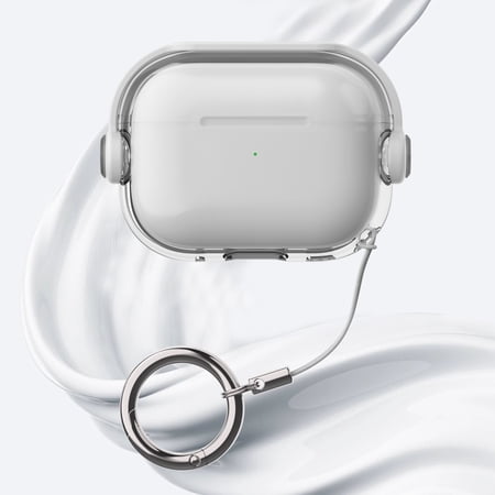 ELEHOLD for Airpods Pro (2019) Case Slim Fit Clear Transparent Kickstand Plastic Simple Shockproof Protective Case with Ring Keychain for Airpods Pro (2019) White