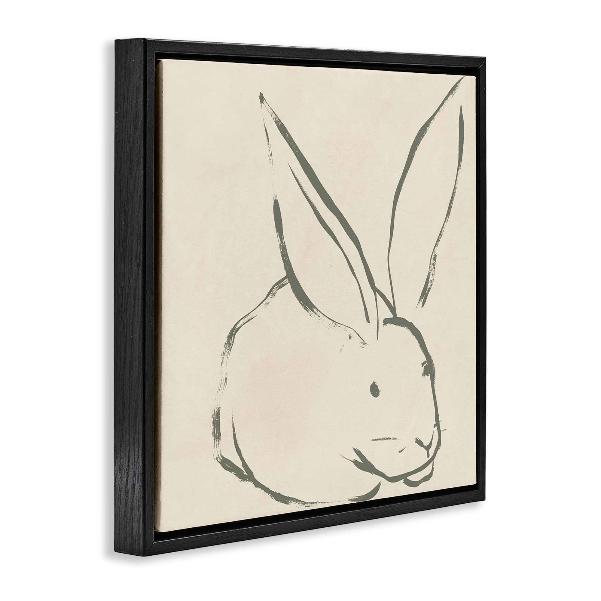 Stupell Industries Simple Rabbit Outline Animals & Insects Drawing Black Floater Framed Canvas Art Print Wall Art, 25 x 25