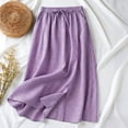 thumbnail image 6 of CCRFTGI Gingham Maxi Skirts for Women Fashion Casual A Line High Waist Long Plaid Skirt With Bow Summer Beach Vacation Outfits Flowy Skirts for Women Purple XXL, 6 of 7