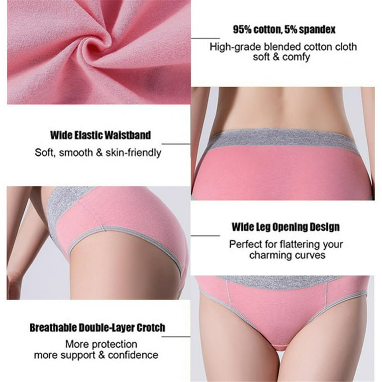 5 Pack Women's Underwear Cotton High Waist Stretch Panties Soft Comfy  Briefs Full Coverage Breathable Panties for Ladies 