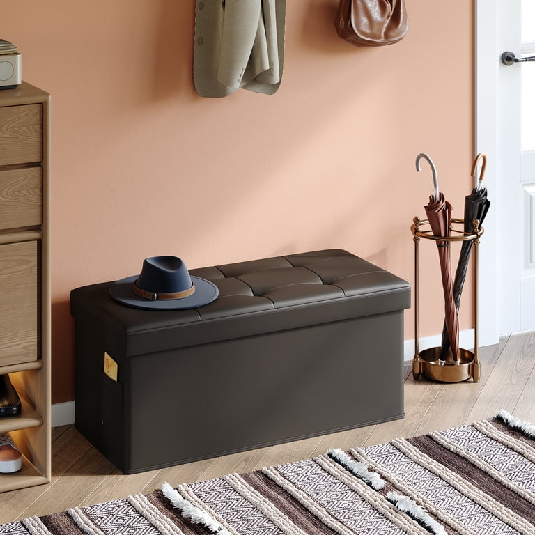 Pinmoco 30" Foldable Leather Storage Ottoman Bench photo 4