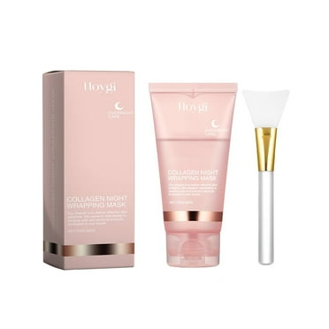 Collagen Peel Off Facial Mask, 75g Hydrating and Firming Mask, Night Wrapping Treatment, Easy Peel-Off, Facial Care Mask with Brush