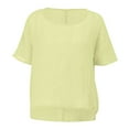 thumbnail image 5 of AKEGAMN Women's Summer Short Sleeve Solid Color Loose Cloud Cotton Comfortable Top, Yellow S-5XL, 5 of 9