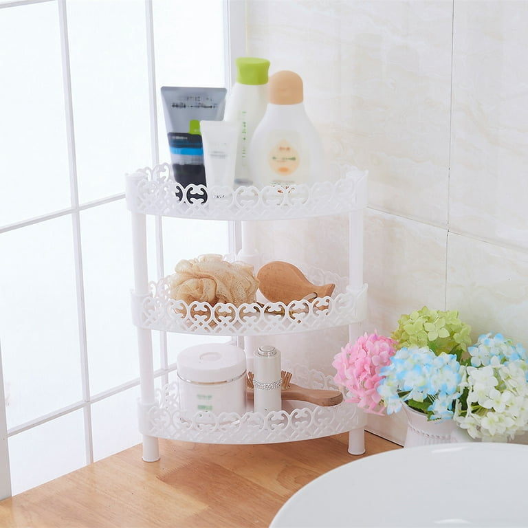plastic bathroom corner shelf three tiers