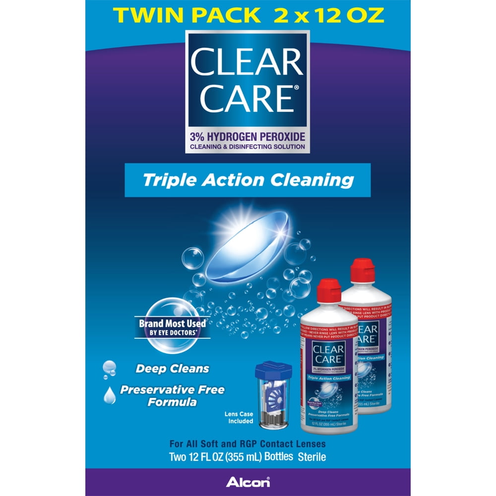CLEAR CARE Contact Lens Cleaning and Disinfecting Solution, Twin Pack