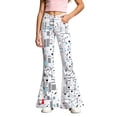 thumbnail image 5 of CONZONE Little Girls Bootcut Pants Printed Flared Pants for Girls Mid Waist Trendy Fall School Trousers with Pockets Size 5-6 Years, 5 of 5