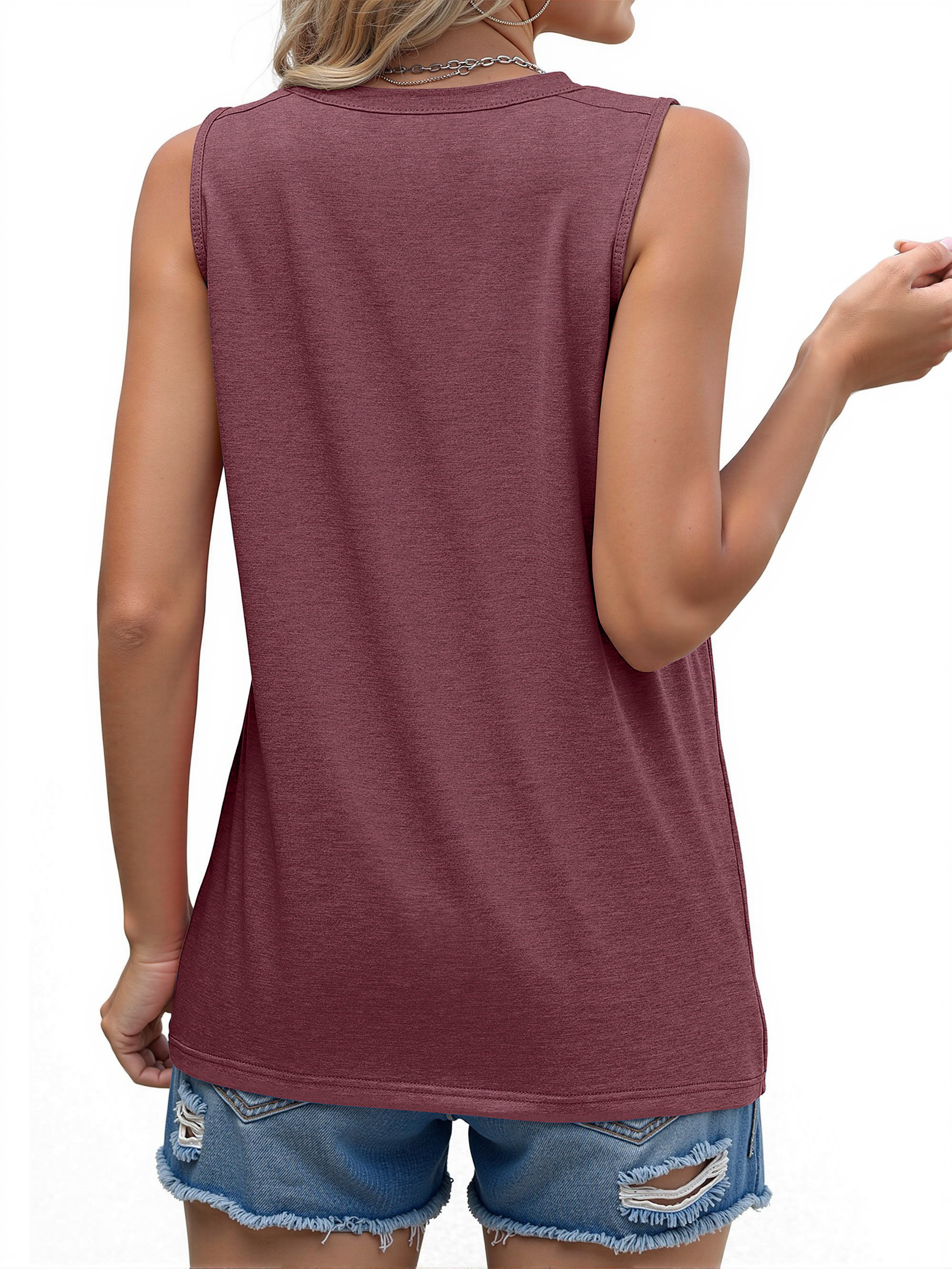 Fantaslook Women's Summer Pleated Crewneck Tank Top photo 4